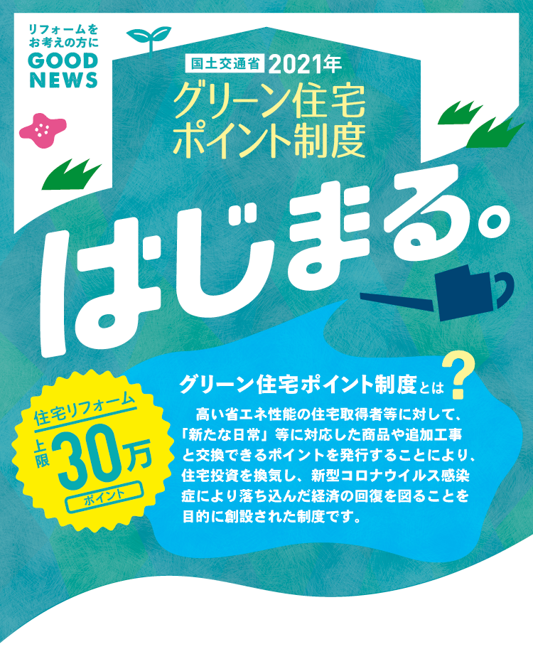 グリーン住宅ポイント制度はじまる